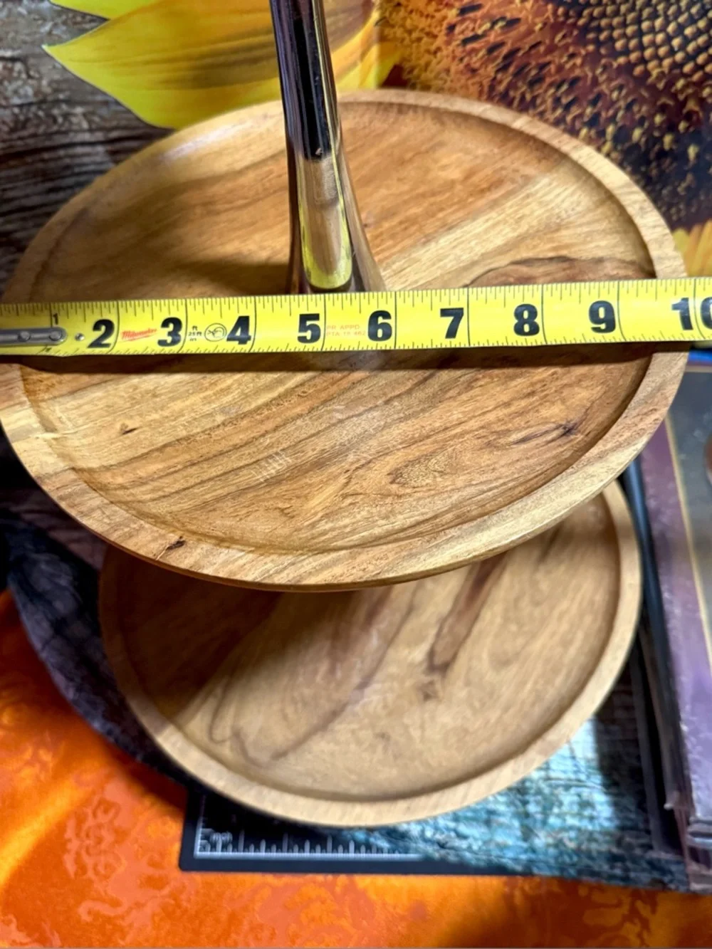 3 Tier LARGE Serving Tray Lazy Susan Rustic Boho Display